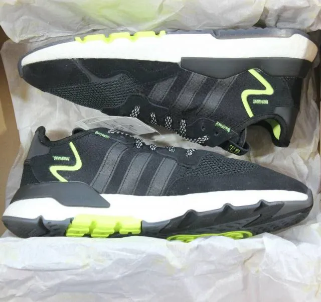 Adidas nite jogger boost running shoes core-black/grey/solar [eg7191] mens sz 11