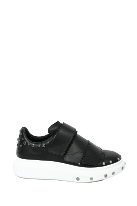 Alexander McQueen Black Leather Velcro Sneakers Size 40