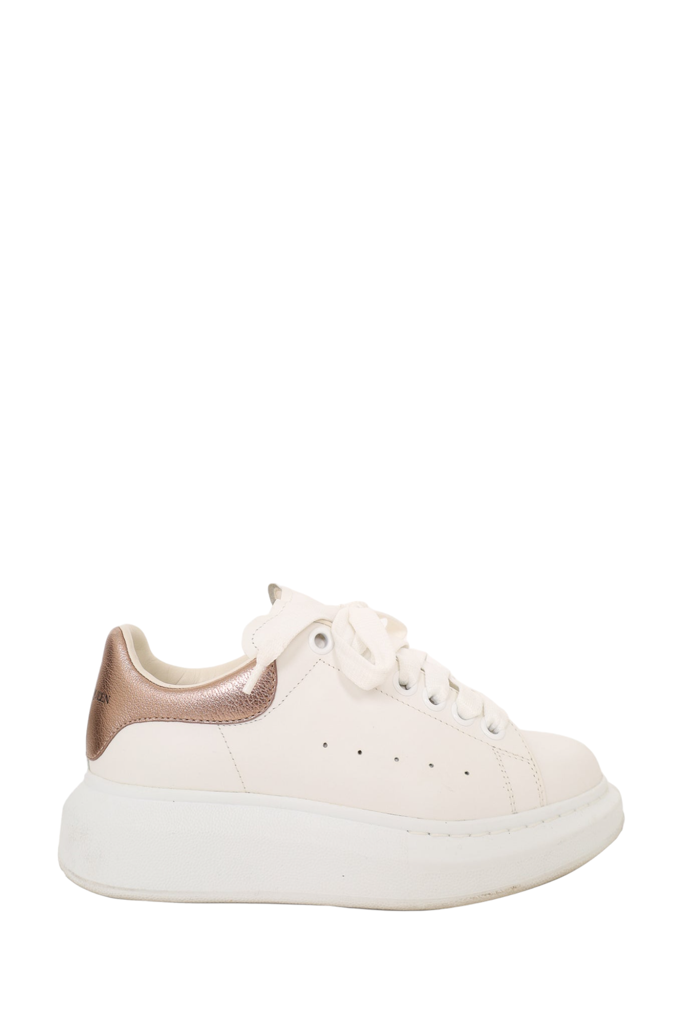 Alexander McQueen White Leather/Gold Sneakers Size 34.5