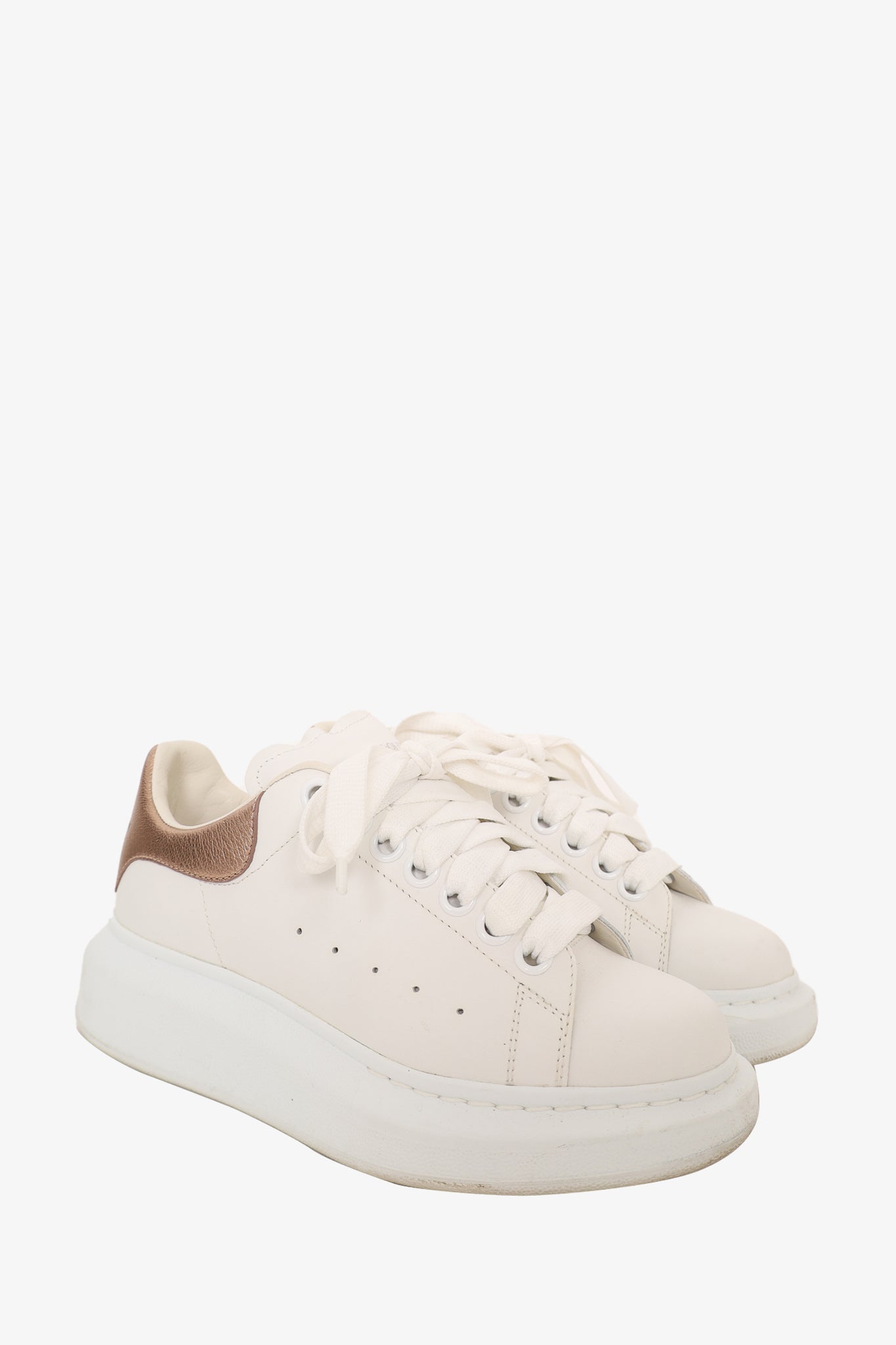 Alexander McQueen White Leather/Gold Sneakers Size 34.5