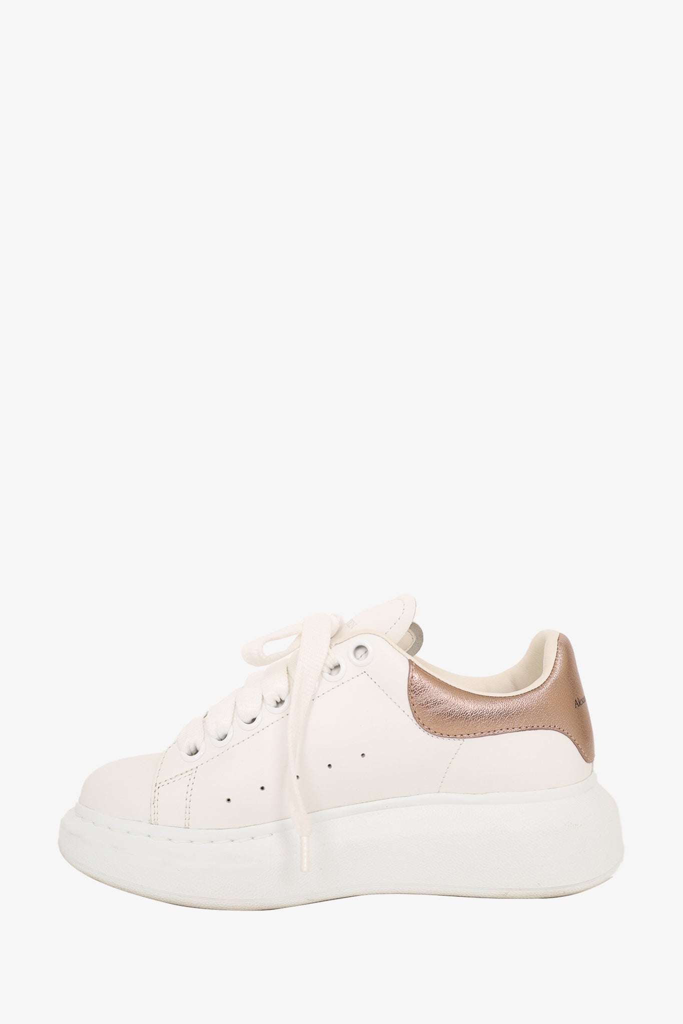 Alexander McQueen White Leather/Gold Sneakers Size 34.5