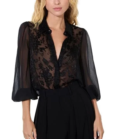 Alice + Olivia Roanne Blouson Sleeve Top