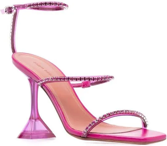 Amina Muaddi crystal-embellished open-toe sandals Pink