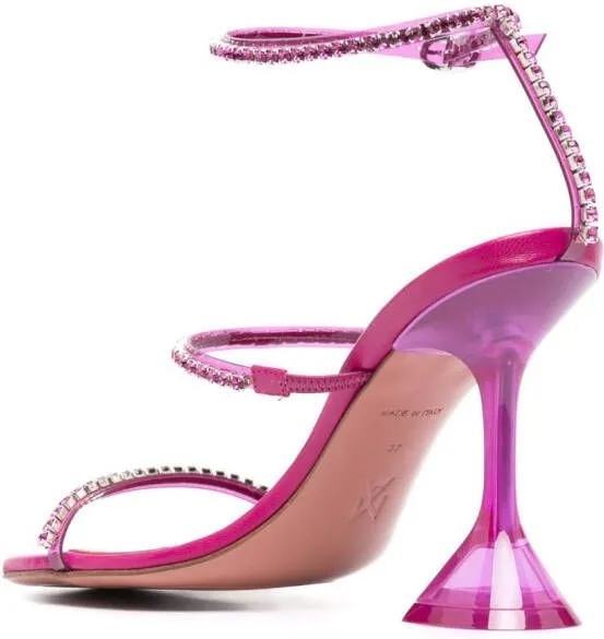 Amina Muaddi crystal-embellished open-toe sandals Pink