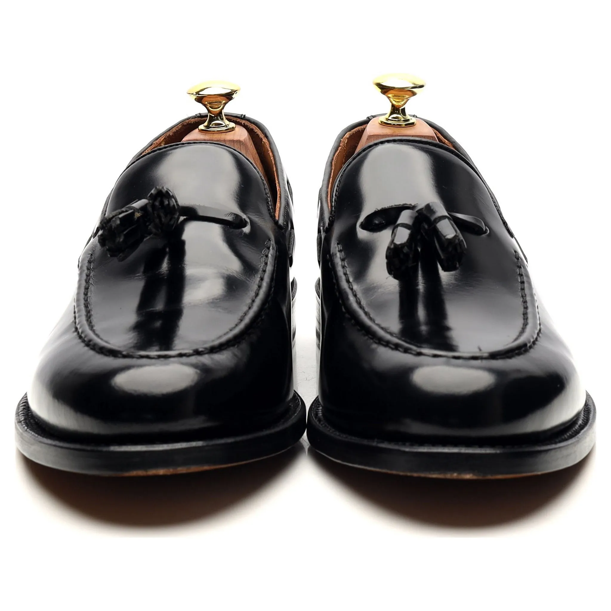 'Barcelona' Black Leather Tassel Loafers UK 8.5 F