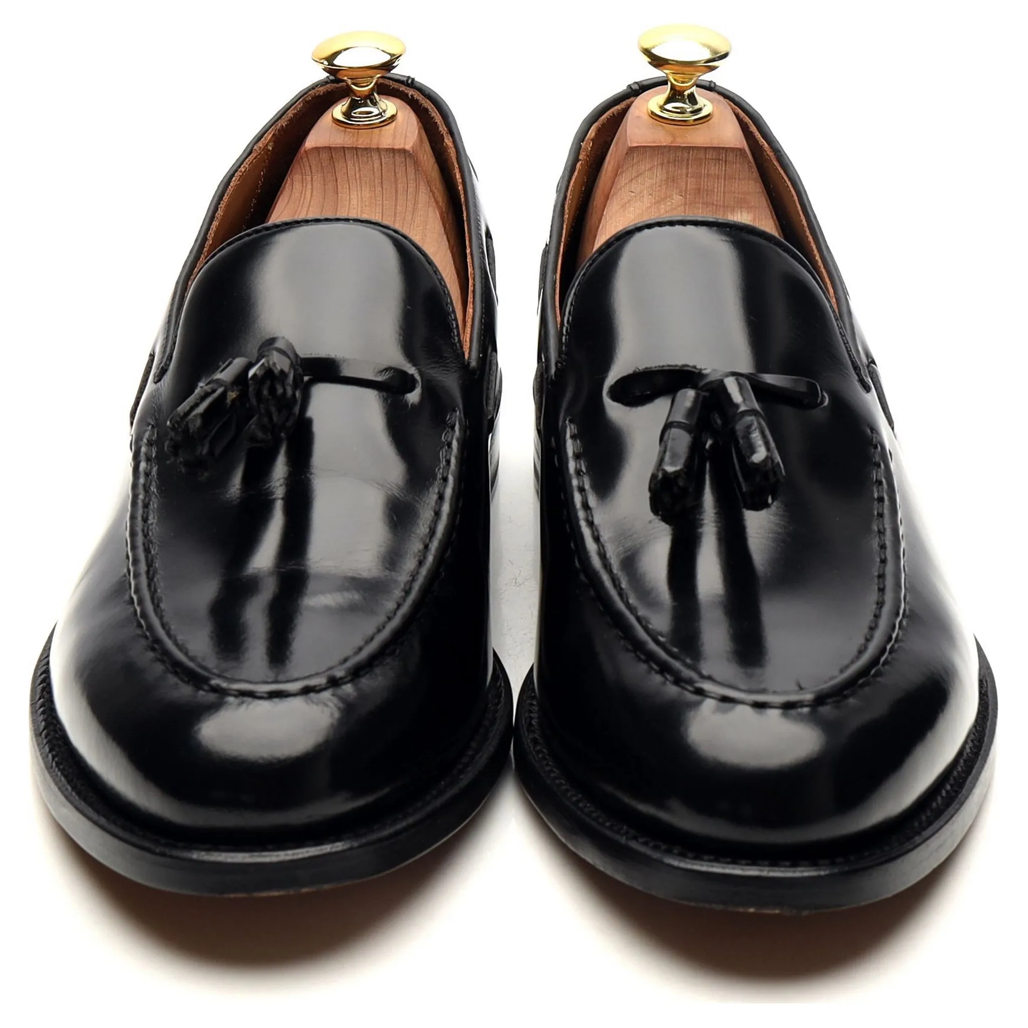 'Barcelona' Black Leather Tassel Loafers UK 8.5 F