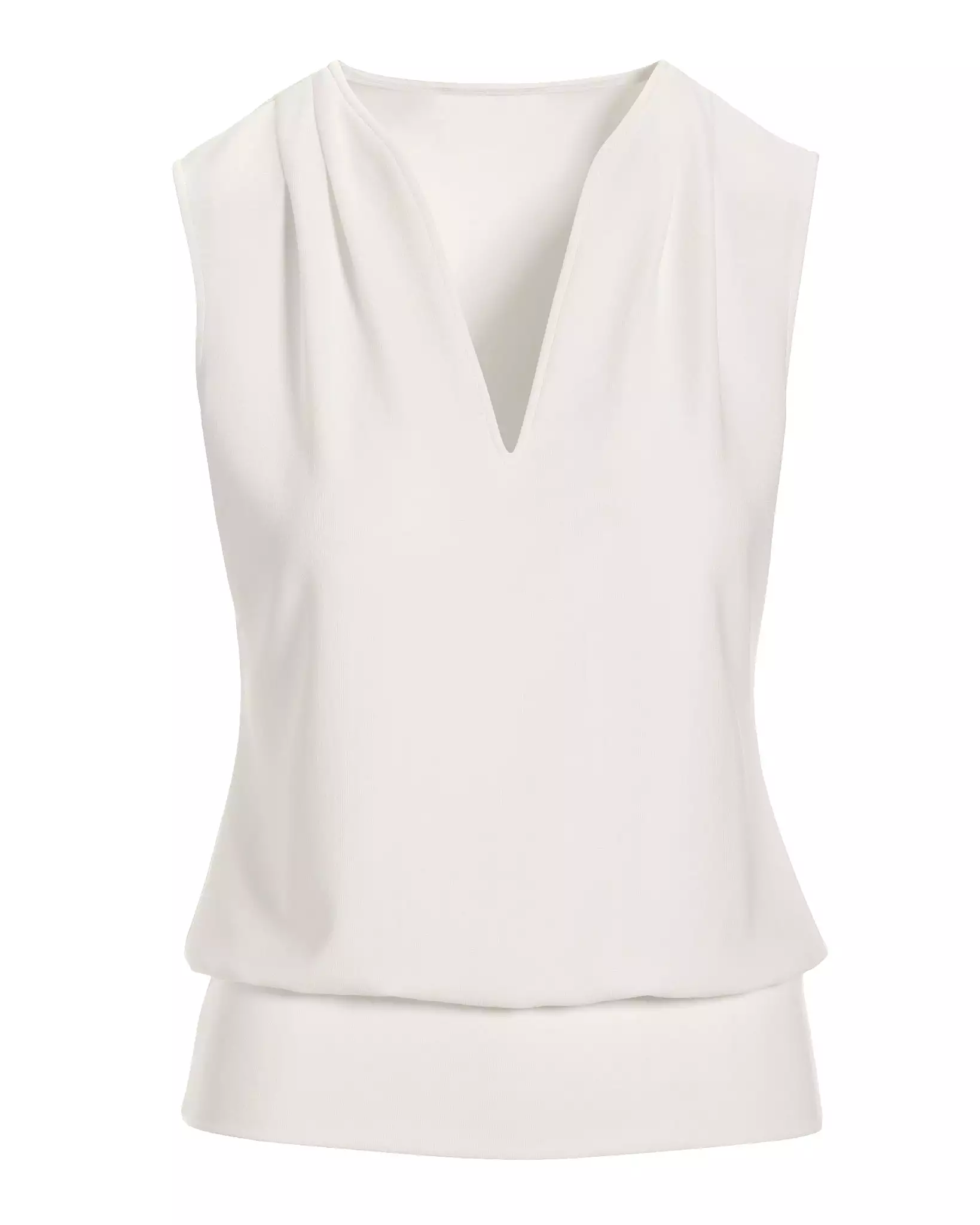 Beyond Travel Sleeveless Stand Collar Blouson Top Ivory Coast