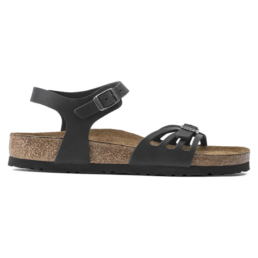 Birkenstock Womens Bali Soft Footbed Backstrap Sandal- Black Oiled