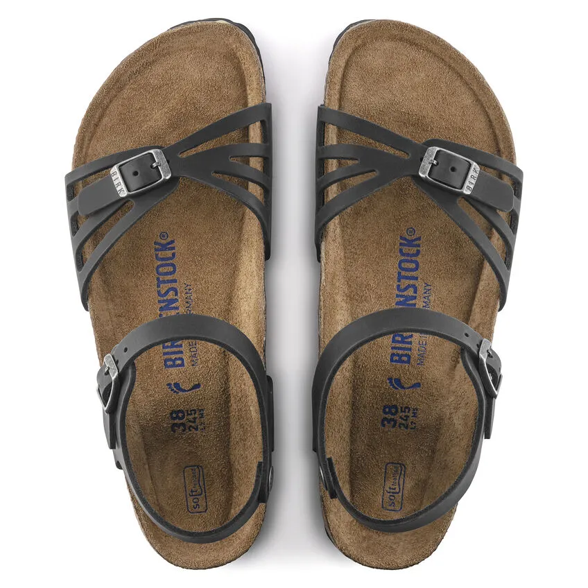 Birkenstock Womens Bali Soft Footbed Backstrap Sandal- Black Oiled