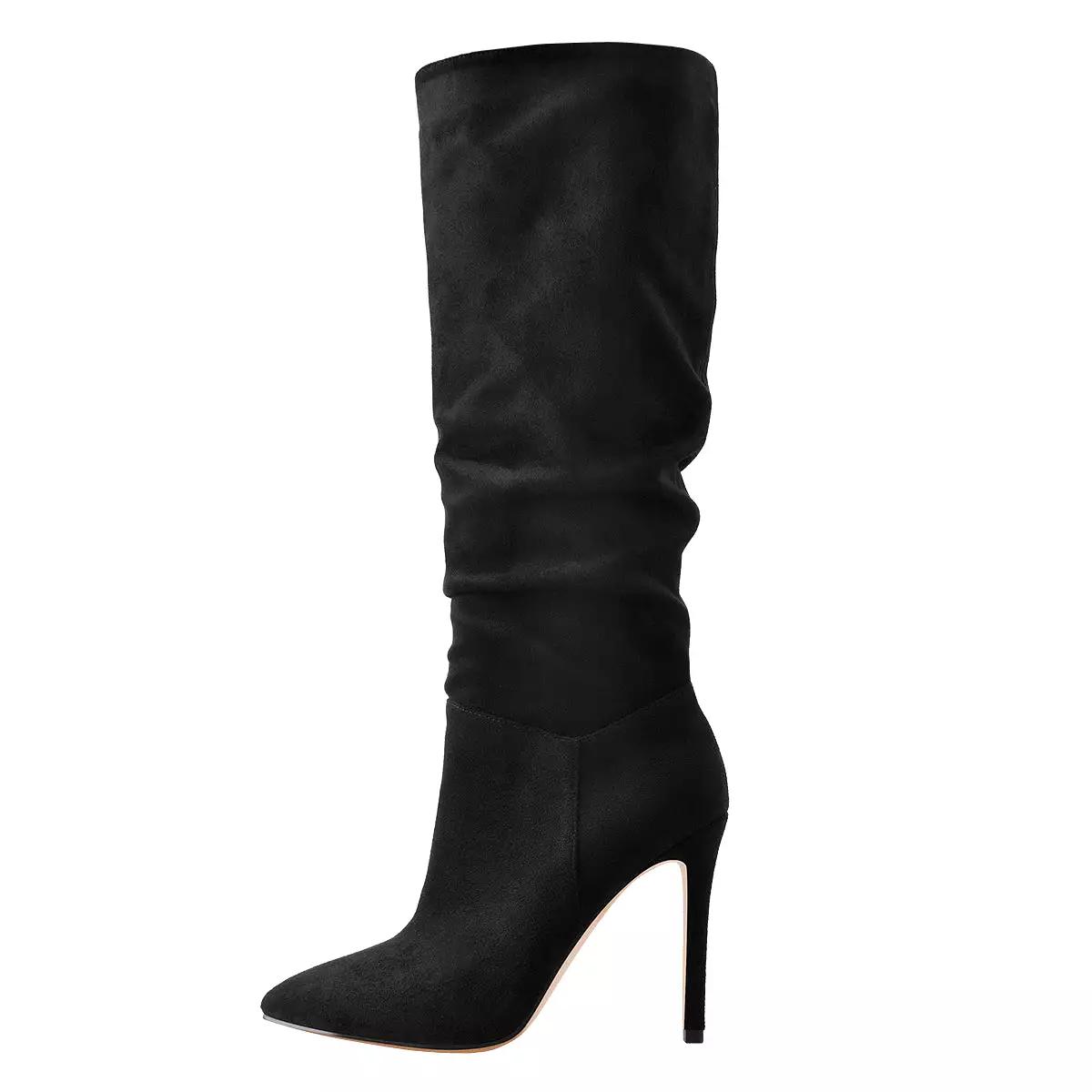 Black Pointed Toe Stiletto Suede Boots