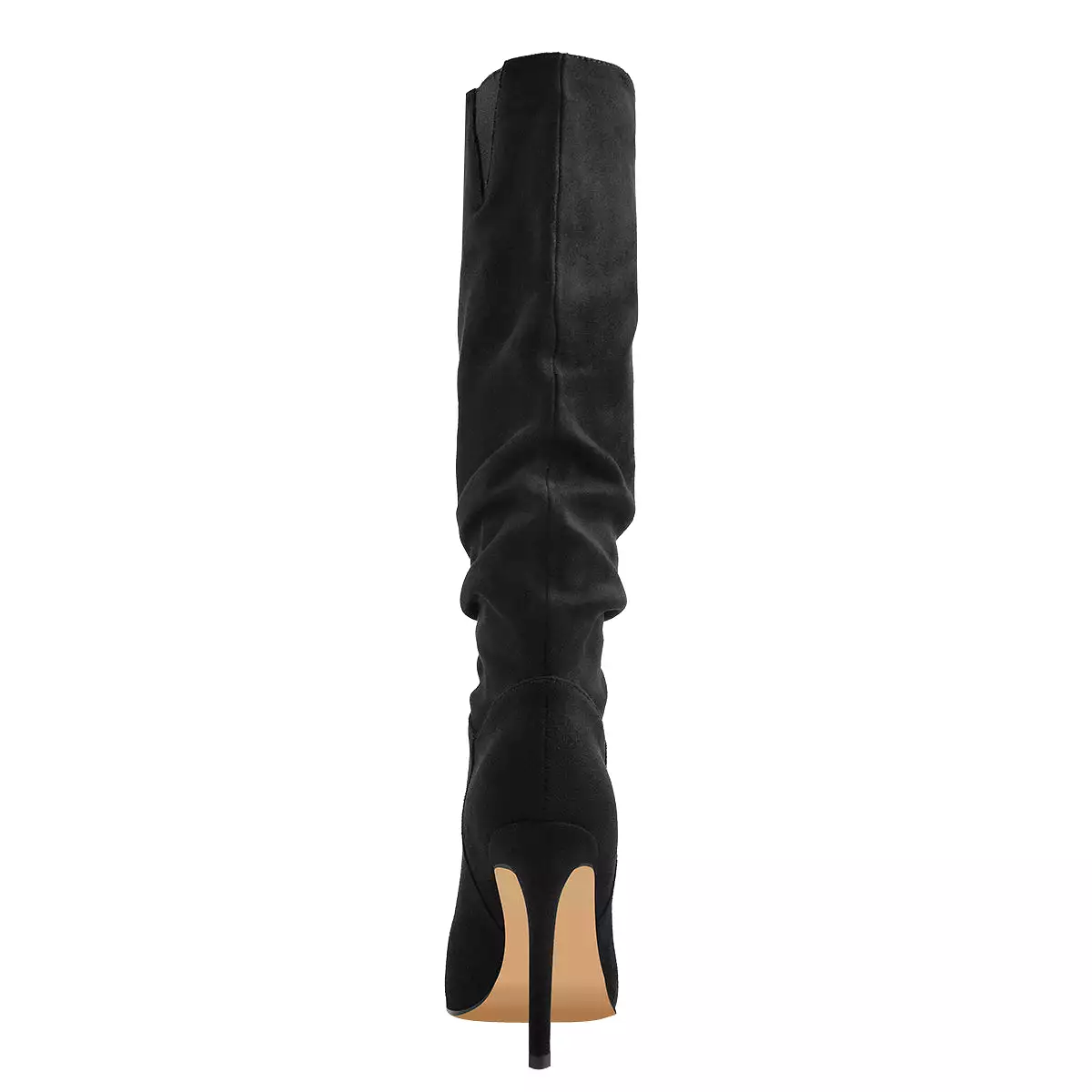 Black Pointed Toe Stiletto Suede Knee Boots