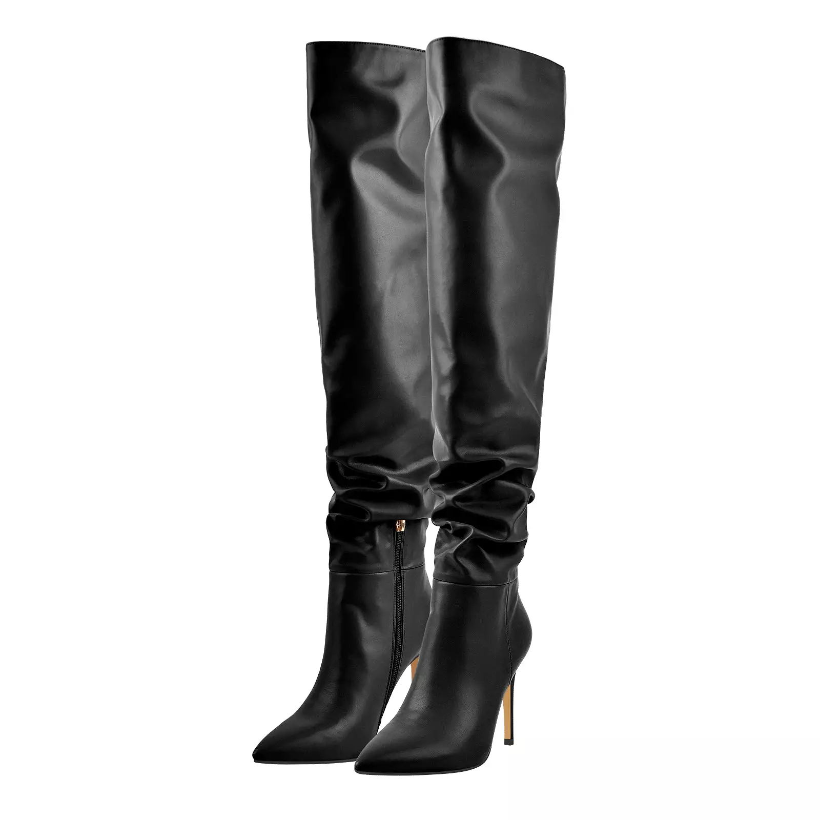 Black Pointed Toe Stiletto Tight High Boots 10CM Heel