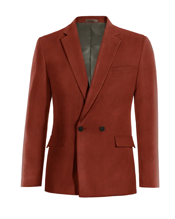  Blazer cruzada marron rojizo de pana slim fit