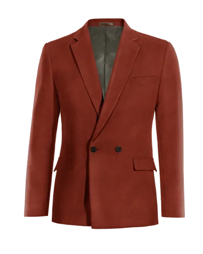  Blazer cruzada marron rojizo de pana slim fit