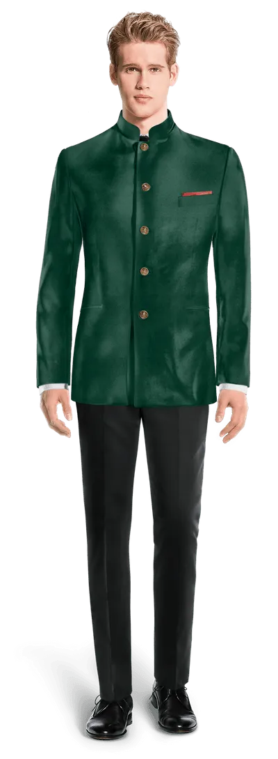  Blazer cuello mao verde azulado de terciopelo edición limitada