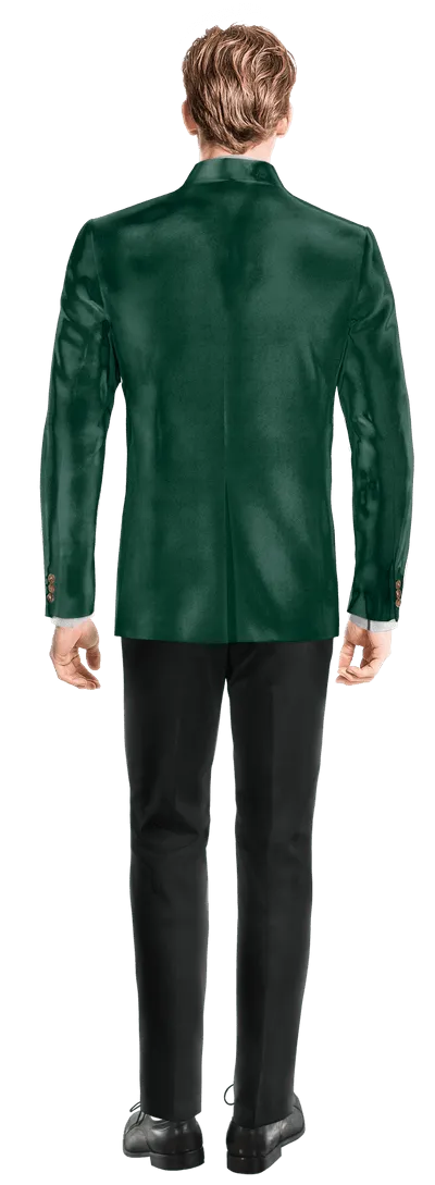  Blazer cuello mao verde azulado de terciopelo edición limitada