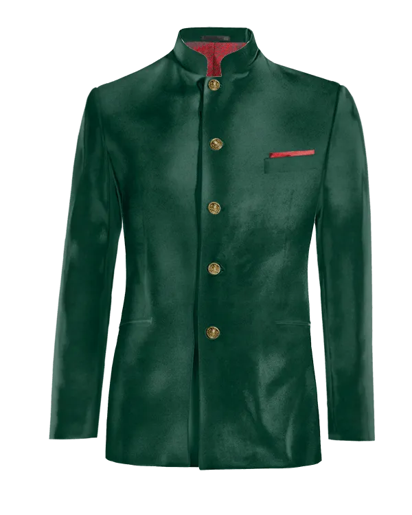  Blazer cuello mao verde azulado de terciopelo edición limitada