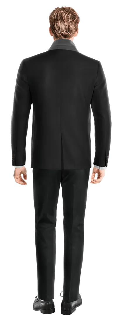  Blazer negro Ónix esencial de 3 botones y con pañuelo