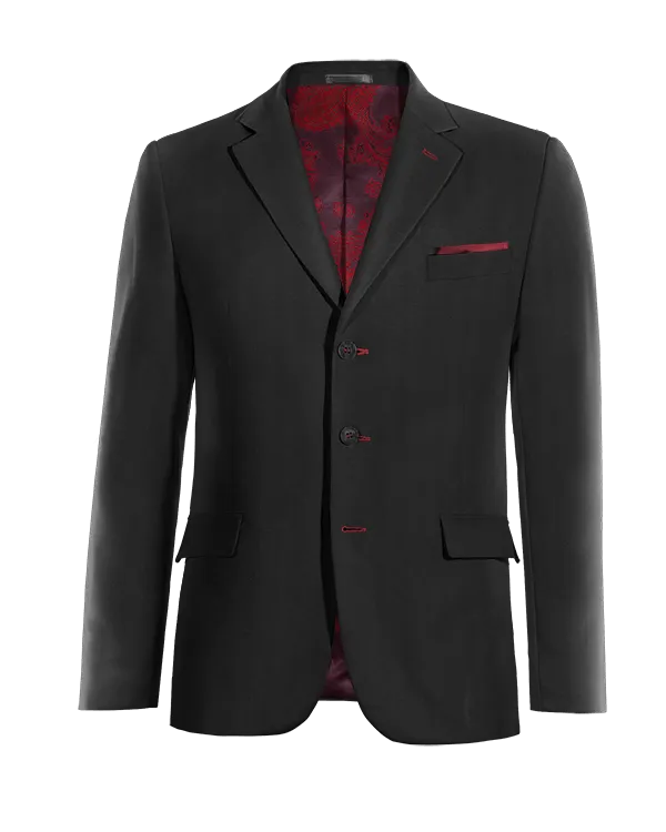  Blazer negro Ónix esencial de 3 botones y con pañuelo