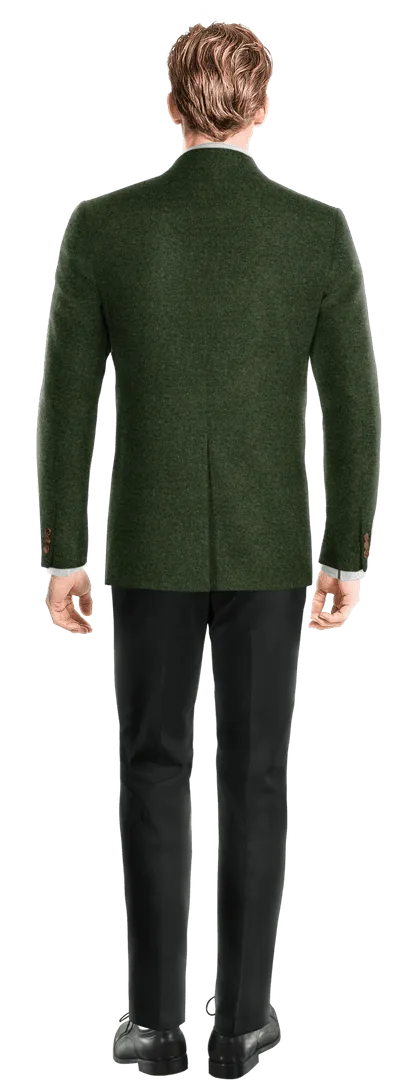  Blazer verde bosque de tweed herringbone slim fit