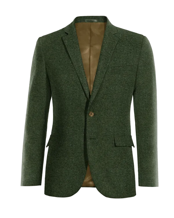  Blazer verde bosque de tweed herringbone slim fit