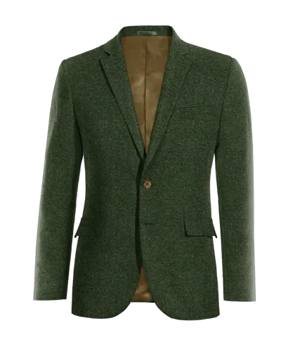  Blazer verde bosque de tweed herringbone slim fit