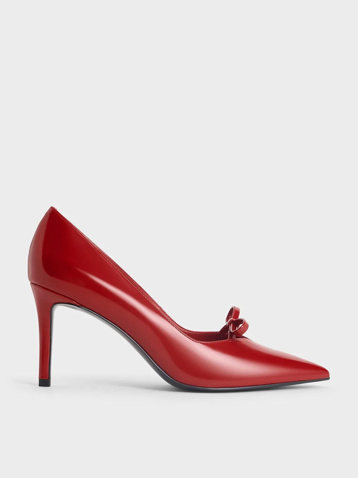 Bow Pointed-Toe Stiletto-Heel Pumps - Red