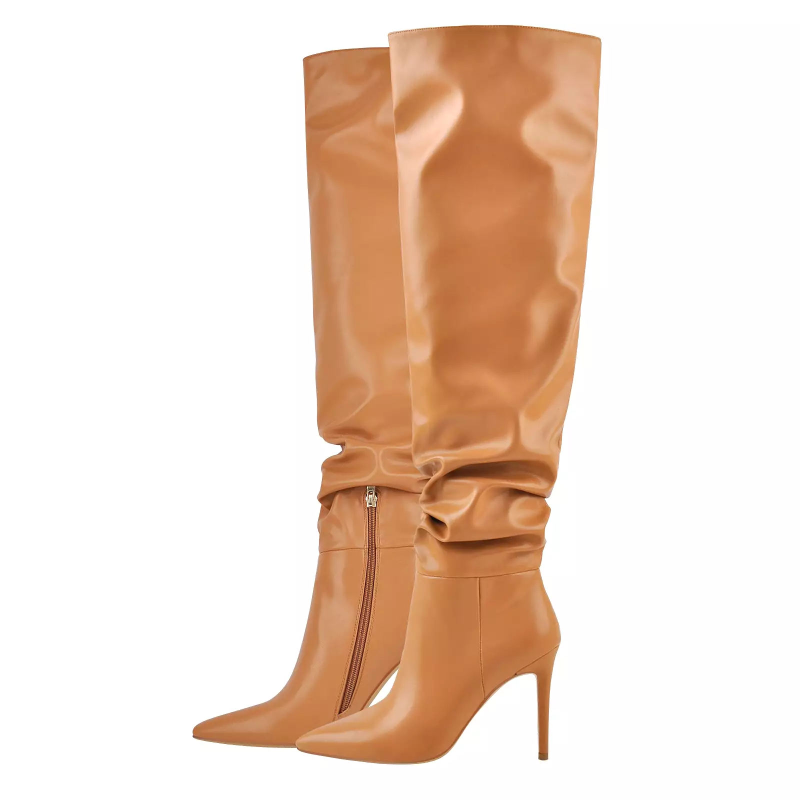 Brown Pointed Toe Stiletto Tight High Boots 10CM Heel