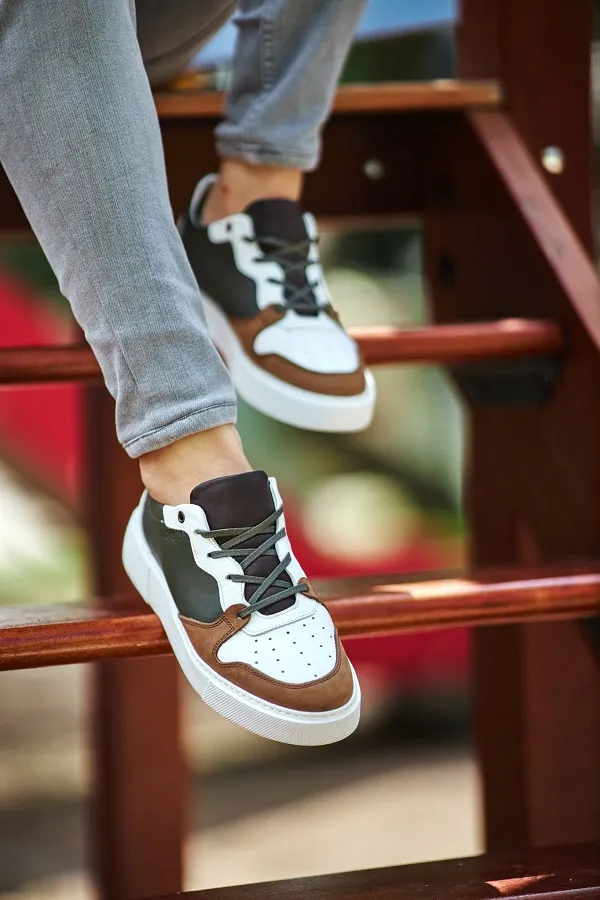 Camel Green Low Top Sneakers for Men | GentWith