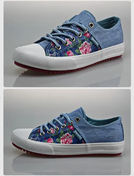 Casual Summmer Sneakers for Women with Flower Print and Plastic Toe Shell