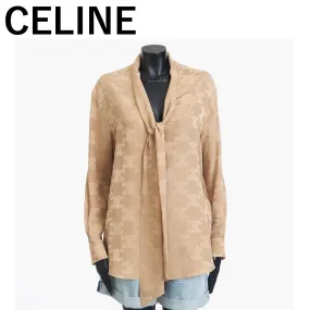 CELINE  |Lavallière shirt in shiny matte Silk