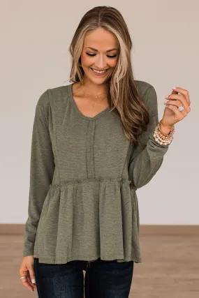 Choose To Shine Knit Babydoll Top- Olive