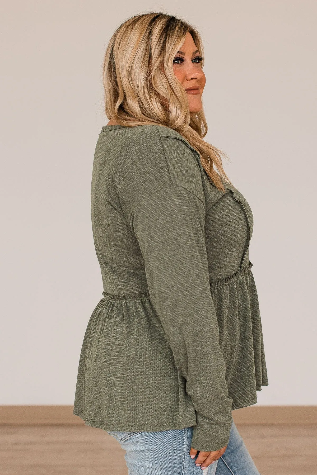 Choose To Shine Knit Babydoll Top- Olive