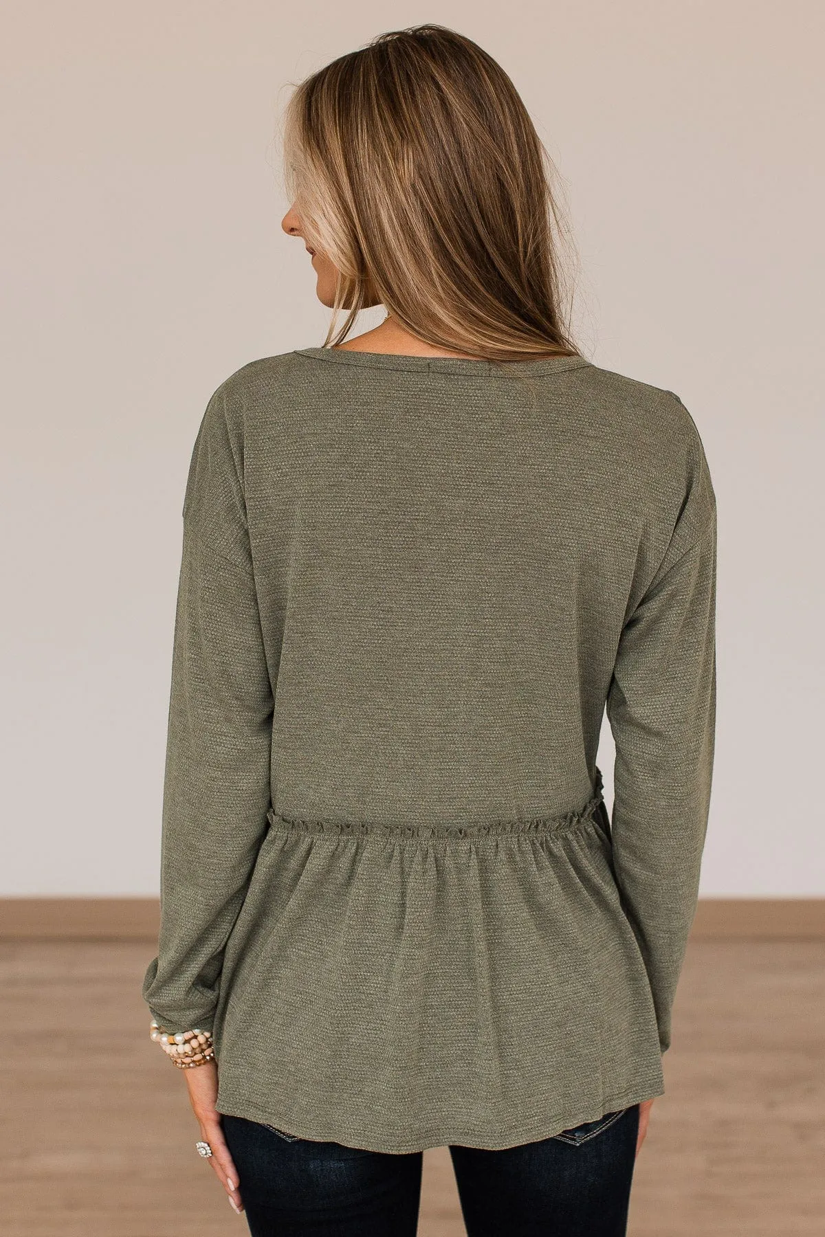 Choose To Shine Knit Babydoll Top- Olive