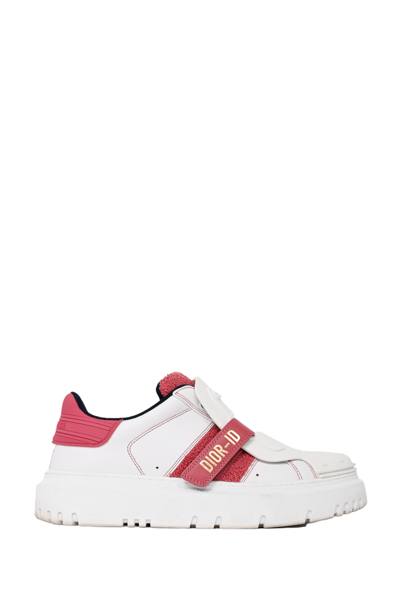 Christian Dior White/Pink Leather 'Dior-Id' Sneakers Size 37