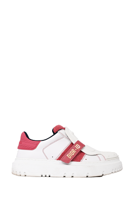 Christian Dior White/Pink Leather 'Dior-Id' Sneakers Size 37