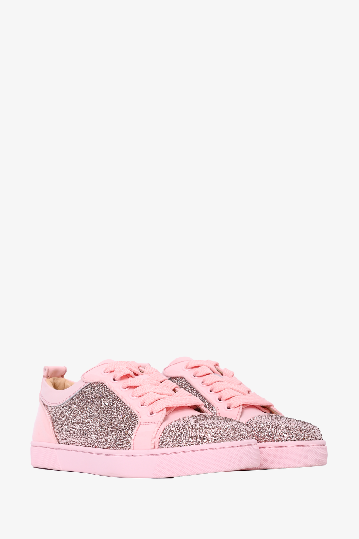 Christian Louboutin Pink Leather Crystal Sneakers Size 35