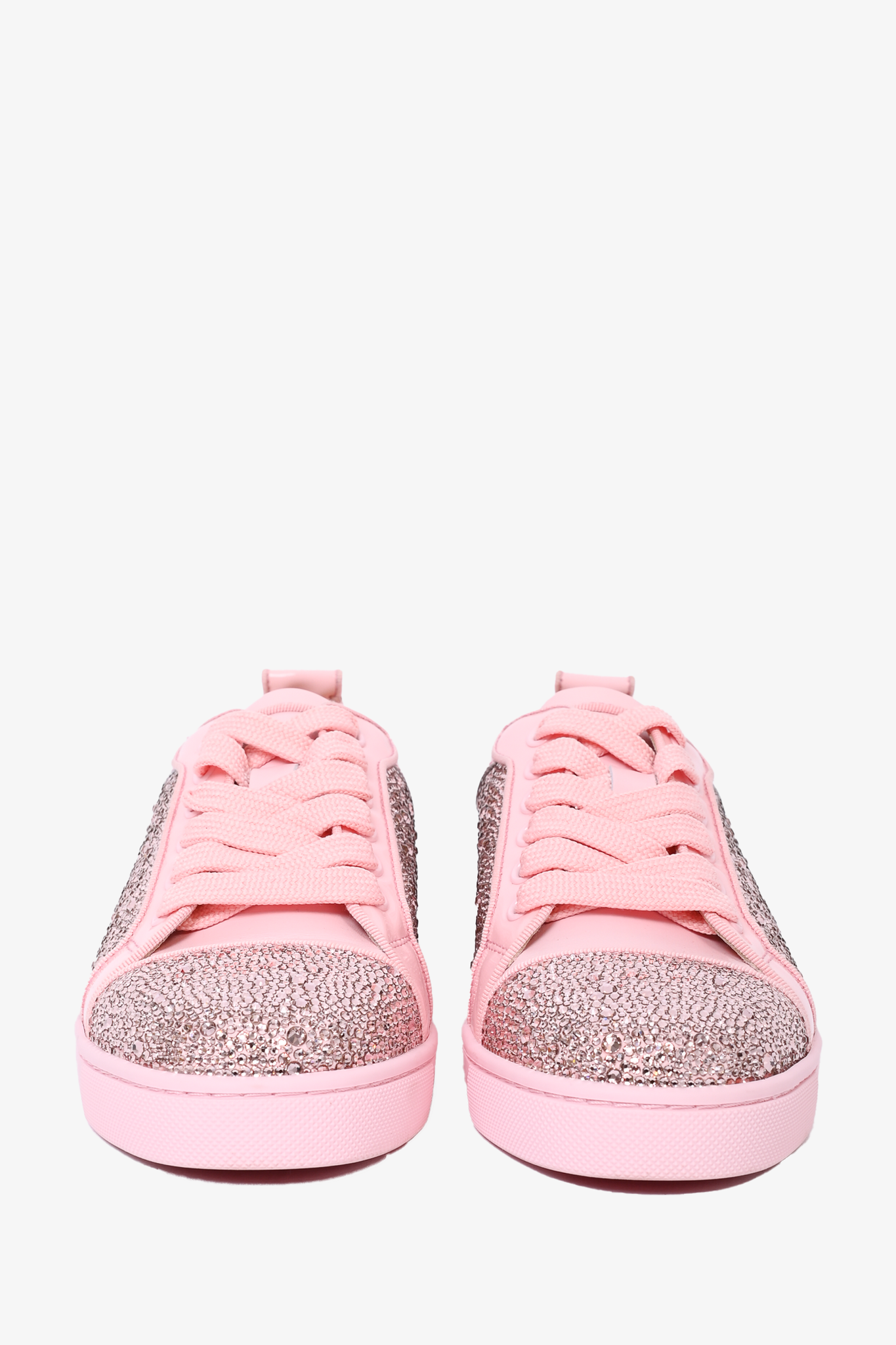 Christian Louboutin Pink Leather Crystal Sneakers Size 35