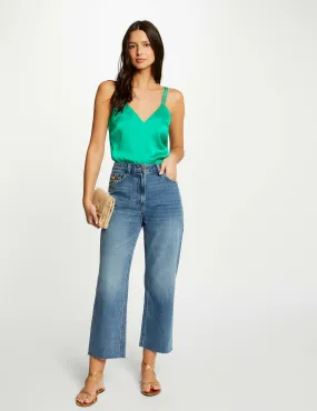 Cropped straight jeans stone denim women