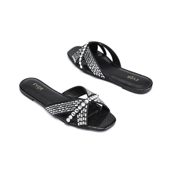 Cut-work Mirror Diamante Sandal MY 326