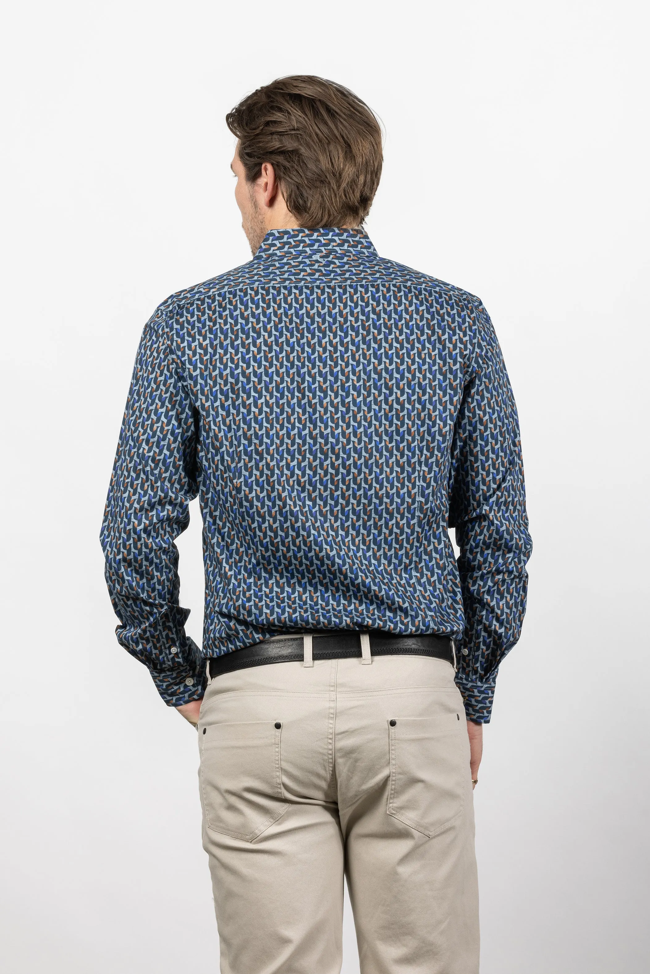 Cutler & Co - Nigel Shirt - Blue Mist Geo Print