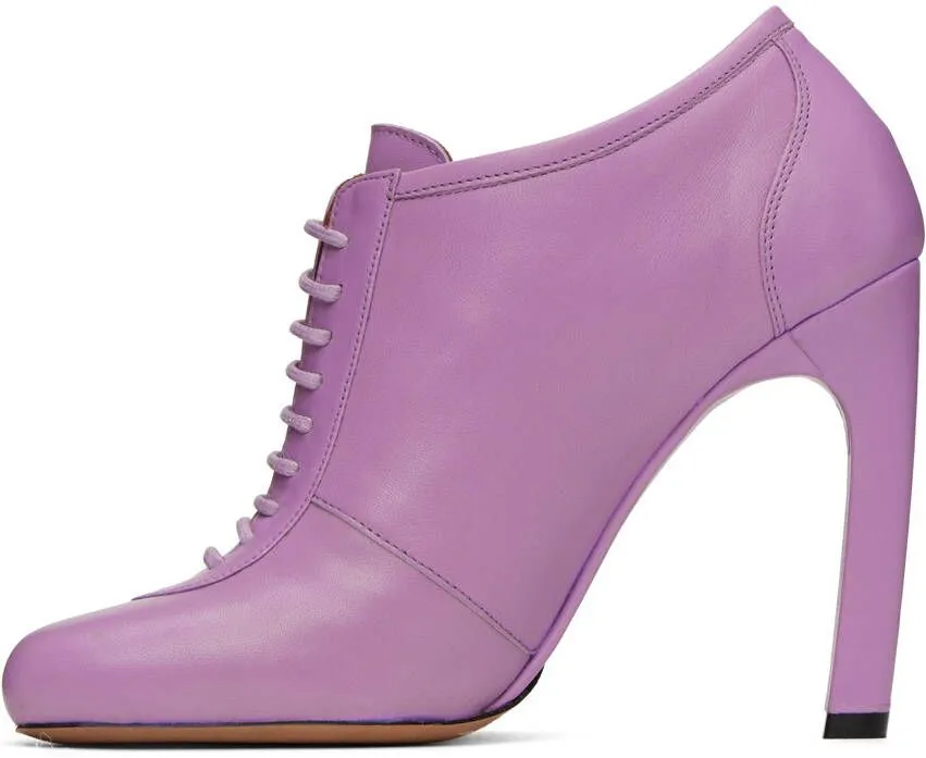 Dries Van Noten Purple Lace-Up Low Ankle Heels