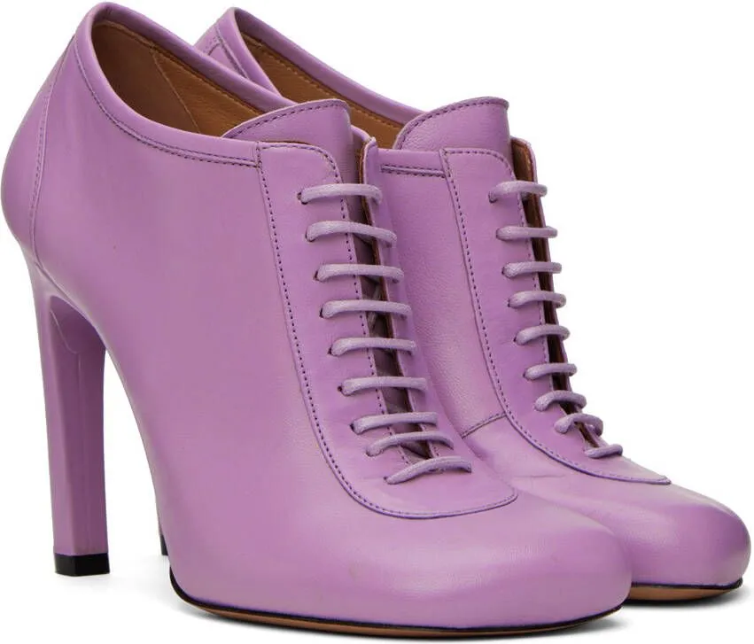 Dries Van Noten Purple Lace-Up Low Ankle Heels