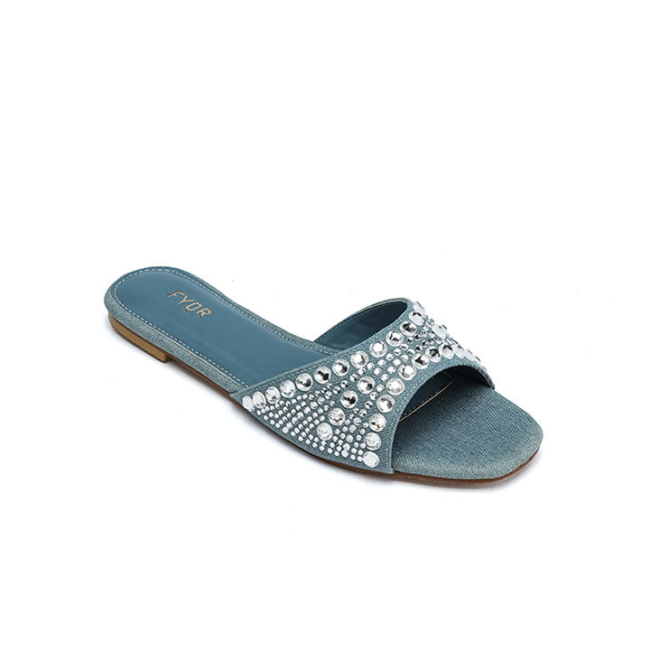 Embellished Diamante Denim Sandal MY 310