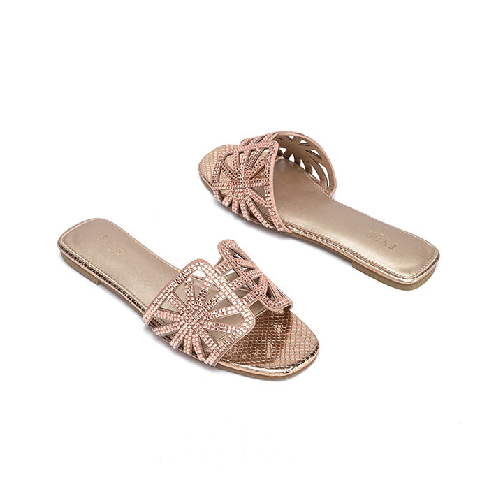 Embellished Metallic Slide Sandal MY 331