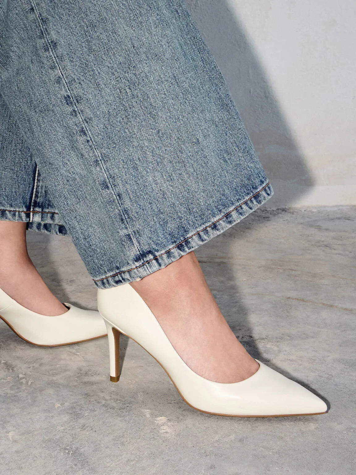 Emmy Pointed-Toe Stiletto Pumps - Chalk