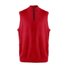 Extra Fine 'Zegna Baruffa' Merino Wool Quarter-Zip Sweater Vest in Admiral Red by Viyella