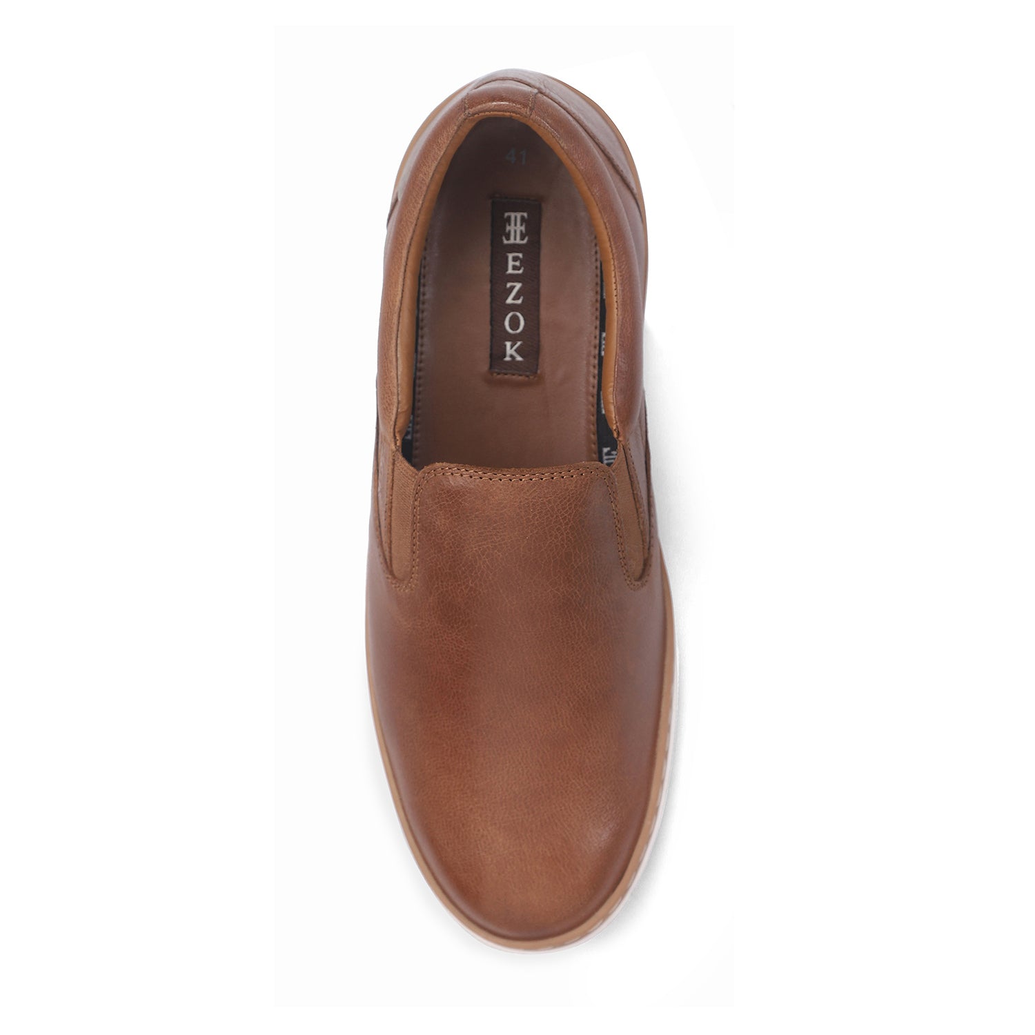 Ezok Mens Tan Slip-On Sneakers