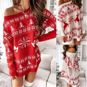 Fashion Elk Polyacrylonitrile Fiber Round Neck Long Sleeve Regular Sleeve Sweater