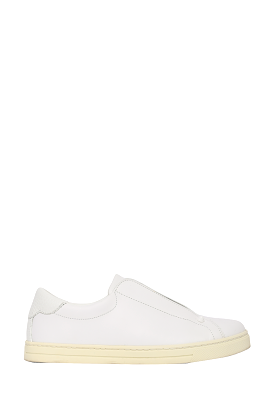 Fendi White Leather Zucca Slip-On Sneakers Size 36